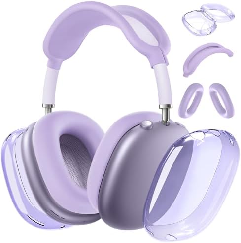 for AirPods Max case Cover(2024/2020),Anti-Scratch Ear Pad Case Cover/Ear Cups Cover/Headband Cover for AirPods Max(USB-C/Lightning). Clear Soft TPU and Silicone,Skin Scratch Proof.