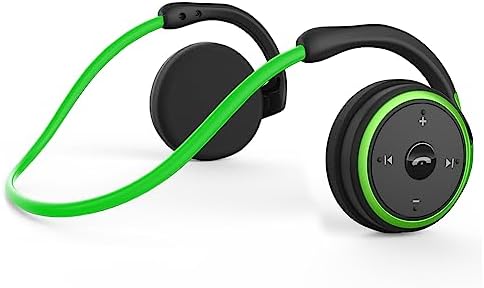 Small Bluetooth Headphones Wrap Around Head - Sports Wireless Headset with Built in Microphone and Crystal-Clear Sound, Foldable and Carried in The Purse, and 12-Hour Battery Life, Green