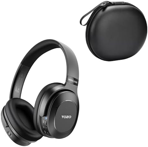 TOZO Hybrid Active Noise Cancelling Headphones, Wireless Over Ear Bluetooth Headphones, for Headphone Case Cover, Anti-Scratch, Water and Dust Resistant, Faux Leather Storage Bag