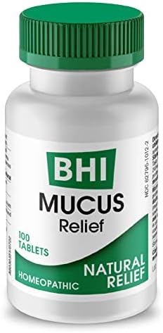 BHI Mucus Natural Chest Congestion, Cough & Mucus Relief Easy Breathing Respiratory Health Support 9 Targeted Homeopathic Active Ingredients for Discomfort & Build-Up - 100 Tablets