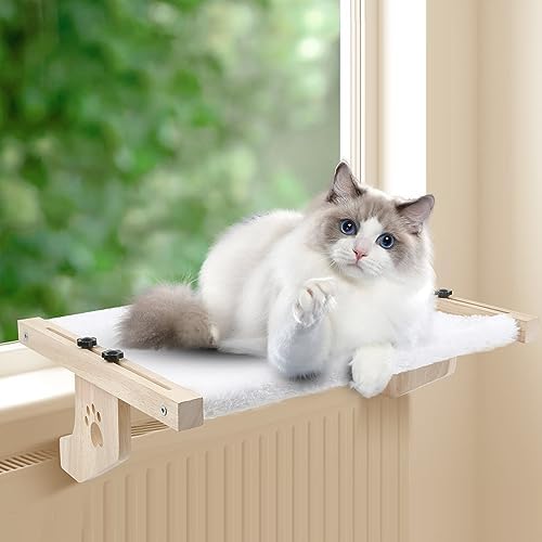 Cat Window Perch, Cat Window Hammock for Indoor Cats, Easy to Adjust & Assemble Large Cat Bed Seat for Windowsill, Bedside,Drawer and Cabinet