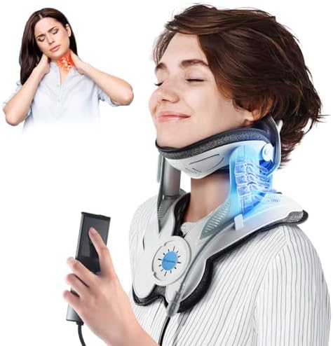 Cervical Neck Traction Device: Neck Stretcher for Cervical Pain Relief, Electric Air Pump with 3 Power Traction, Built-in 8 Airbag, Improved Stretcher for Neck Decompression and Neck Tension Relief