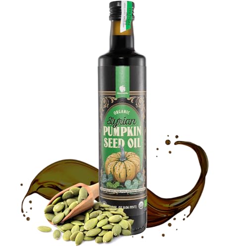 Gourmanity Organic Cold Pressed Styrian Pumpkin Seed Oil 16.9 oz, Traditionally Made in Austria, 100% Pure Healthy and Delicious Oil, Non-GMO, Vegan and Keto Friendly Dietary Supplement