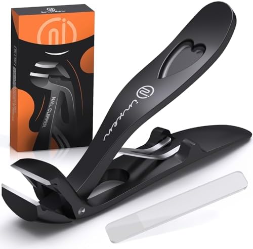 Toenail Clippers for Thick Nails - Angled Head, Wide Jaw, INXEN Ergonomic Long Handle Toe Nail Clippers for Seniors, Nail Cutter for Men & Women, Premium Steel with Nail Catcher