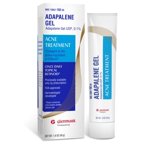 Adapalene Gel 0.1% Acne Treatment, Topical Retinoid Cream For Face, Helps Clear and Prevent Acne and Clogged Pores, 45 Gram Tube