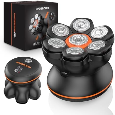 7D Head Shavers for Bald Men – Wet/Dry Electric Razor with Flexible Blades, Close Shave, Cordless Rechargeable, Waterproof, LED Display, Long Battery Life, Easy to Clean