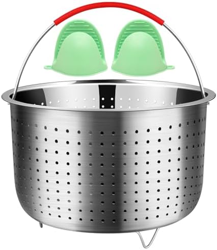 REDANT Steamer Basket for Instant Pot Accessories 6 qt, Pot Strainer Steamer for cooking, Steam Basket Stainless Steel Steamer Insert for Vegetables, Egg, Pasta (Free 2 Pcs silicone gloves), 6 Quart