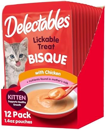 Delectables Bisque Kitten Lickable Wet Cat Treats - Tuna & Chicken (pack of 12) ( Packaging May Vary )