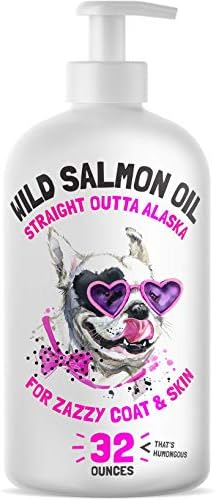 Wild Alaskan Salmon Oil for Dogs & Cats - Pure Fish Omega 3 6 9 Liquid EPA DHA Fatty Acids - Skin & Coat Supplement - Supports Joint Function, Brain, Eye, Immune & Heart Health - Made in USA 32 oz