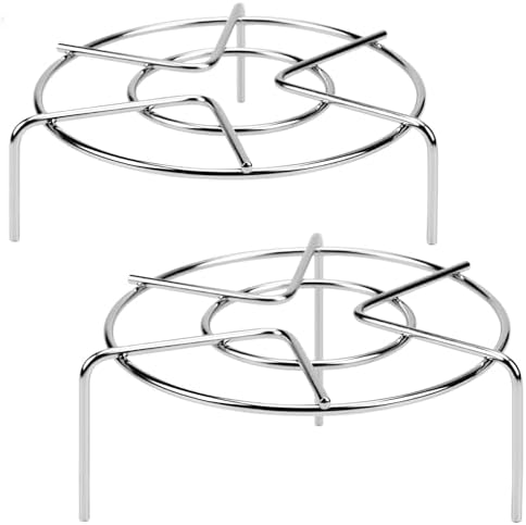 HULISEN Steamer Rack For Pots, 2-4/5" and 2" Tall Trivet for Instant Pot 6 Qt and 8 Qt, 18/8 Stainless Steel Steaming Rack Fit Pressure Cooker (7" Dia - 2Pcs)