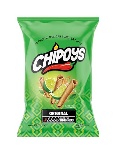 Chipoys Original Lightly Salted with Lime Rolled Corn Tortilla Chips, Gluten-Free, No Trans Fat, High Protein, Low-Calorie Flavorful Mexican Snacks, Made of Premium Crunchy Maiz Chips with Natural Ingredients
