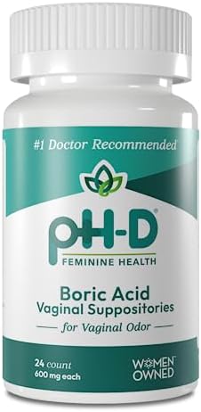 pH-D Feminine Health - 600 mg Boric Acid Suppositories - Woman Owned - for Vaginal Odor Use - 24 Count
