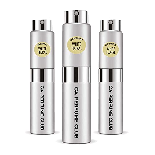 CA Perfume Impression of Emra White Floral For Women & Men Fragrance Concentrated Long Lasting Eau de Parfum Spray Refillable Glass Atomizer Bottle 0.27 Fl Oz-X3