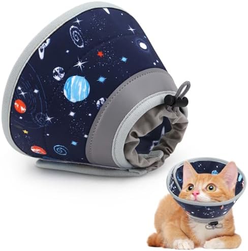 Cat Cone Collar Soft, Comfortable Cat Recovery Collar Pet Cone for Small Large Cats, Lightweight Elizabethan Collar for Cats Kittens After Surgery Prevent from Licking Wounds, Star, S