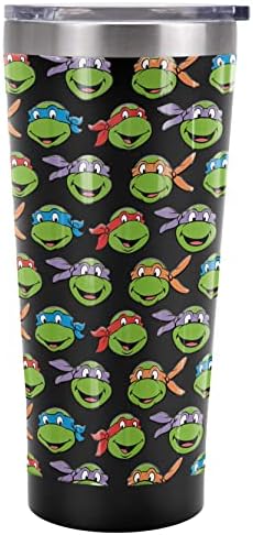 TMNT Teenage Mutant Ninja Turtles OFFICIAL Turtle Heads 20 oz Travel Tumbler, Stainless Steel, Vacuum Insulated with Leak Resistant Slide-Lock Lid