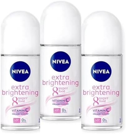 Nivea Deodorant Whitening Extra Care 48h Roll-on: 50 Ml. (Pack of 3)