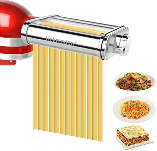 Pasta Maker Attachment for KitchenAid Stand Mixers 3 in 1,Stainless Steel,Pasta Roller and Cutter for Spaghetti, Fettuccine, or Dumpling Wrappers