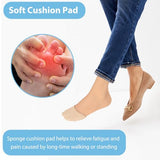 COMNICO 3 Pairs Women Ball of Foot Cushion Socks Ultra Low Cut Toe Cover with Padding No Show Toe Topper Liner Half Socks for Heels Non-Skid Bottom (Skin color)