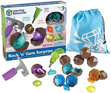 Learning Resources Rock 'n Gem Surprise, Sorting, Matching & Counting Skills Activity Set, Early STEM, 19 Pieces, Ages 3+