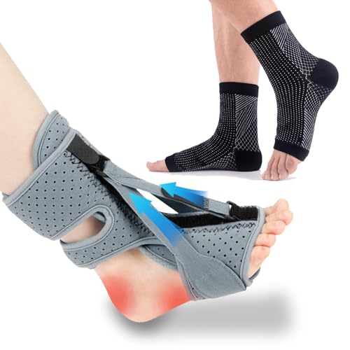 Plantar Fasciitis Night Splint,Upgrade 3 Adjustable Plantar Fasciitis Relief Brace,Adjustable Aluminum Bar Inside,for Pain Relief Fasciitis,Achilles Tendonitis,Foot Drop with Women Men
