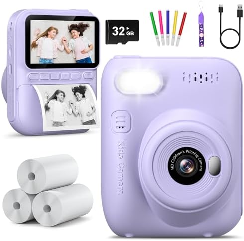 Hangrui Kids Camera Instant Print - Toddler Camera for Creative Exploration Ideal Kids Digital Camera, Birthday Gift for 3-12 Year Old Girls Boys, Fun Toy for Ages 3-12 with 32GB Card