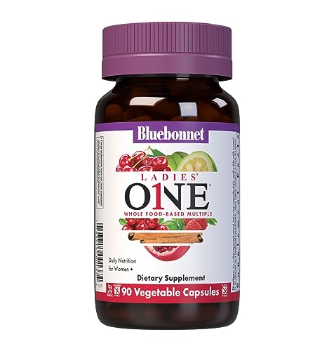 Bluebonnet Nutrition Ladies One Vegetable Capsule, Whole Food Multiple, K2, Organic Vegetable, Energy, Vitality, Non-GMO, Gluten Free, Soy Free, Milk Free, Kosher, 90 Vegetable Capsule, 3 Month Supply