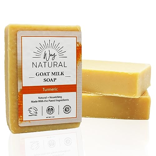 Turmeric Soap Bar (3 Pack) - Goat Milk Soap Bar, Natural Soap for Men & Women - Handmade Bar Soap w/Real Milk - Premium, No Dyes - (Large, 5oz)