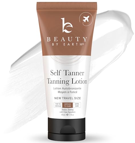 Tanning Lotion Self Tanner - USA Made with Natural & Organic Ingredients, Travel Size Self Tan Lotion, Non Toxic Gradual Tanning Moisturizer, Sunless Tanner for Fake Tan for Women & Men