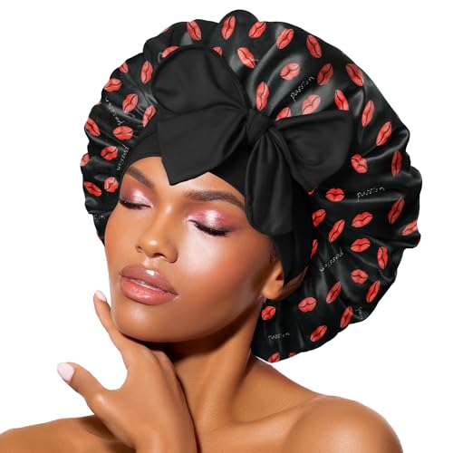 BONNET QUEEN Silk Bonnet for Sleeping Women Satin Bonnet Hair Bonnet Night Sleep Cap Scarf wrap for Curly Hair with tie Band