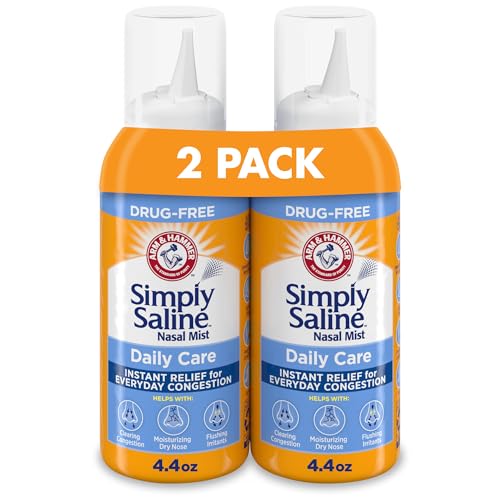 Arm & Hammer Simply Saline Daily Care Nasal Mist 4.4oz, Saline Nasal Spray, Drug-Free, 2-Pack