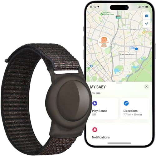 GPS Tracker for Kids (iOS only), Teen, Special Needs, and Elderly - Real-Time Mini Locator Watch Band with No Monthly Fee - Hidden Tracking Device for iOS - Works with Apple Find My