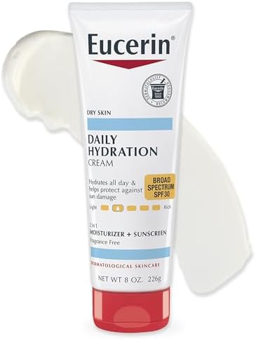 Eucerin Daily Hydration Broad Spectrum SPF 30 Sunscreen Body Cream for Dry Skin, Fragrance Free Sunscreen Moisturizer, 8 Oz Tube