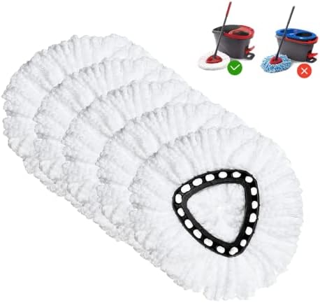 Spin Mop Replacement Head 5 Pack Mop Refill Compatible with Ocedar Triangle Swivel Mops Microfiber Swivel Mop Refill,Deep Clean,Machine Washable and Easy to Replace