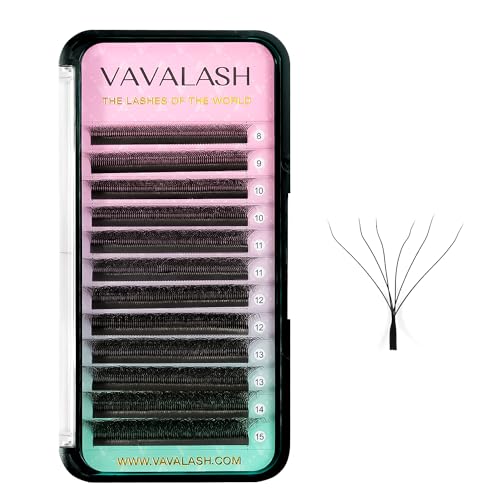 VAVALASH 6D W Shape Eyelash Extension 6D Premade Fans 0.07 D Curl Volume Lash Extensions Easy Fanning False Lashes Matte Black Volume Premade Cluster W Lashes(W Shaped-6D-0.07-D-8mm）