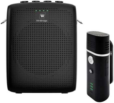 WinBridge Portable Voice Amplifier with Wireless Lavalier Microphone,Teacher Mic with Speaker,Wireless Lapel Amplifier for Teachers, Clip On Microphone System Bluetooth Speaker,Mini Megaphone WB006
