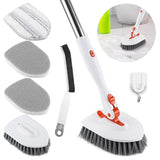 Wlich 3 in 1 Tub Tile Scrubber Brush,52 Inch Long Handle Shower Scrubbing with Locked Head, Shower Cleaning Brush for Bathroom Kitchen Toilet Wall Sink