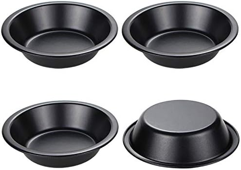 Webake Mini Pie Pans 5 Inch Pie Tins, 4 Pack Nonstick Round Bread and Meat Bakeware for Oven and Instant Pot Baking - Black