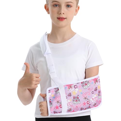 Kids Arm Sling for Broken Arm Torn Rotator Cuff Shoulder Elbow Wrist injury Printed Pediatric Child Toddler Brace Support for Children Girls with Cute Princess (Large)