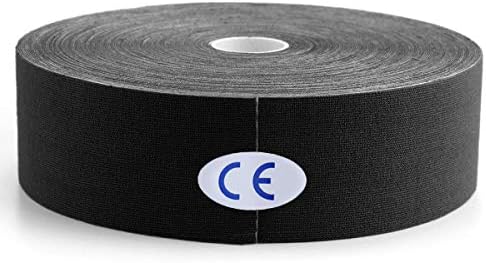 AUPCON Kinesiology Tape Elastic Therapeutic Athletic Tape Hypoallergenic Breathable Cotton Sports Muscle Tape Therapy Recovery Support for Knee Shoulder Ankle Elbow Shin (Uncut-Black)