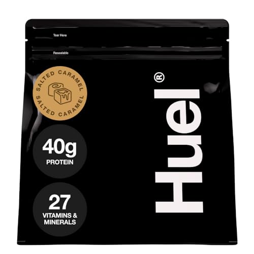 Huel Black Edition | Salted Caramel 40g Vegan Protein Powder | Nutritionally Complete Meal | 27 Vitamins and Minerals, Gluten Free | 17 Servings | Scoop not included to reduce plastic