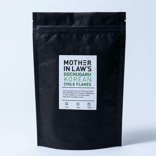 Mother-In-Law’s Gochugaru Authentic Korean Chile Flakes, made from Premium Hot Peppers, Medium Heat, Use for Kimchi, Spicy Dishes, Bulk 8oz Bag