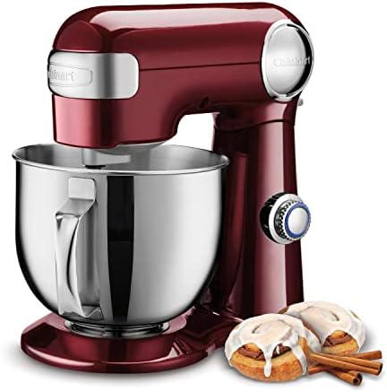 Cuisinart Stand Mixer, 12 Speed, 5.5 Quart Stainless Steel Bowl, Chef’s Whisk, Mixing Paddle, Dough Hook, Splash Guard w/ Pour Spout, Pinot Noir, SM-50PNNAS