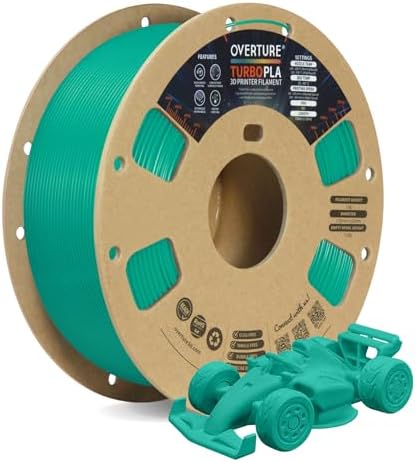 OVERTURE Turbo PLA Filament 1.75mm Rapid PLA Filament High Speed 600mm/s, 1KG Cardboard Spool (2.2lbs), Dimensional Accuracy +/- 0.02mm, Fit Most FDM Printer(Green)