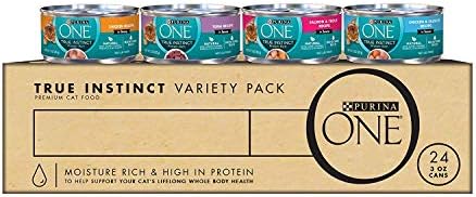 Purina ONE Natural, High Protein Cat Food Variety Pack, Chicken, Tuna, Salmon and Trout Recipes - (Pack of 24) 3 oz. Cans