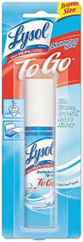 Lysol Disinfectant Spray to Go, Crisp Linen, 1 Ounce (Pack of 8)