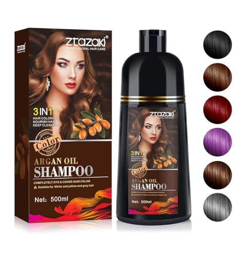 Hair Dye Shampoo 3-In-1, Instant Gray Hair Coverage in Minutes-Long Lasting Argan Oil Herbal Hair Color Shampoo champu con tinte para canas 500ml (Dark Red Wine)