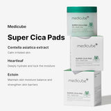 Medicube Super Cica Facial Toner Pads (70 Pads) - 88% Centella Asiatica Pads to Soothe Sensitive Skin - Infused with Heartleaf for Deep Hydration and Improvement of Damaged Skin - 100% Vegan Ceritifed