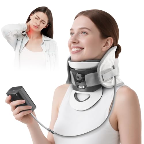 Cervical Neck Traction Device - FSA Eligible,Adjustable Inflatable Neck Stretcher,Removable 20° Curved Support,3D Dynamic Traction,Pain Relief Neck Decompression Tension Relief