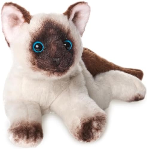 Bearington Collection Lil' Cleo Siamese Cat Plush Toy Stuffed Animals with Ultra Soft Long Fur - Birthday, Anniversary, Valentines Day Gift for Animal Lovers, Cat Owners