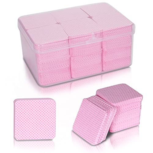 1080PCS Lint Free Nail Wipes- Non-Woven Soft Nail Polish Remover Pads, Nail Polish Remover Wipes Pink- Lint Free Wipes for Nail Polish Remover, Eyelash Extensions and Nail Art- DIY Nail Supplies